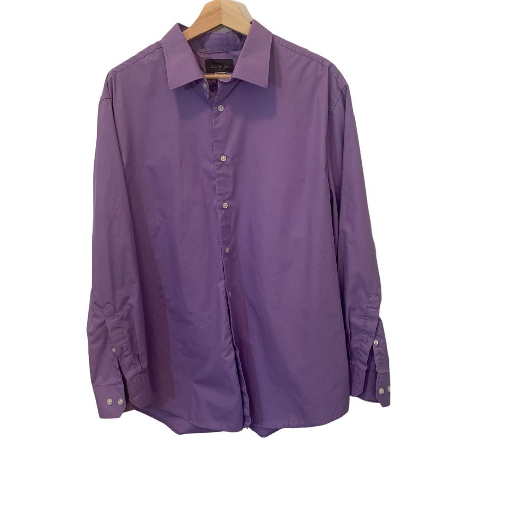 David Taylor Mens Long Sleeve Dress Shirt Purple Size XL 17-17.5 34-35